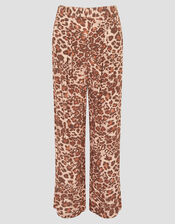 Arielle Leopard Print Trousers, Brown (BROWN), large