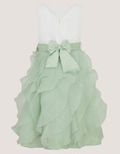 Cancan Sleeveless Bow Ruffle Dress, Green (SAGE), large