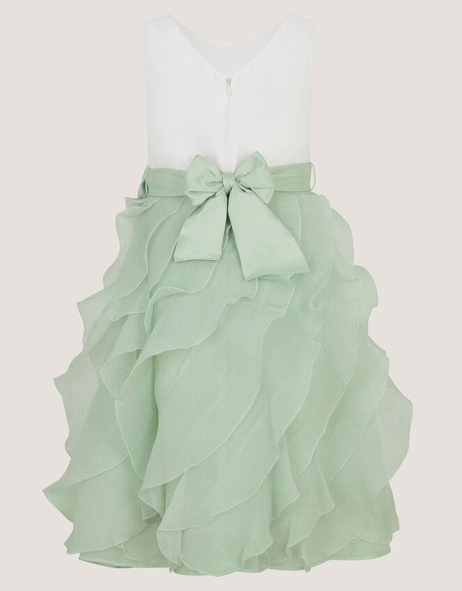Cancan Sleeveless Bow Ruffle Dress, Green (SAGE), large