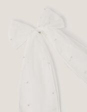 Pearl Bow Communion Hair Clip, , large