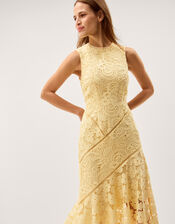 Gianna Sleeveless Lace Midi Dress, Yellow (YELLOW), large