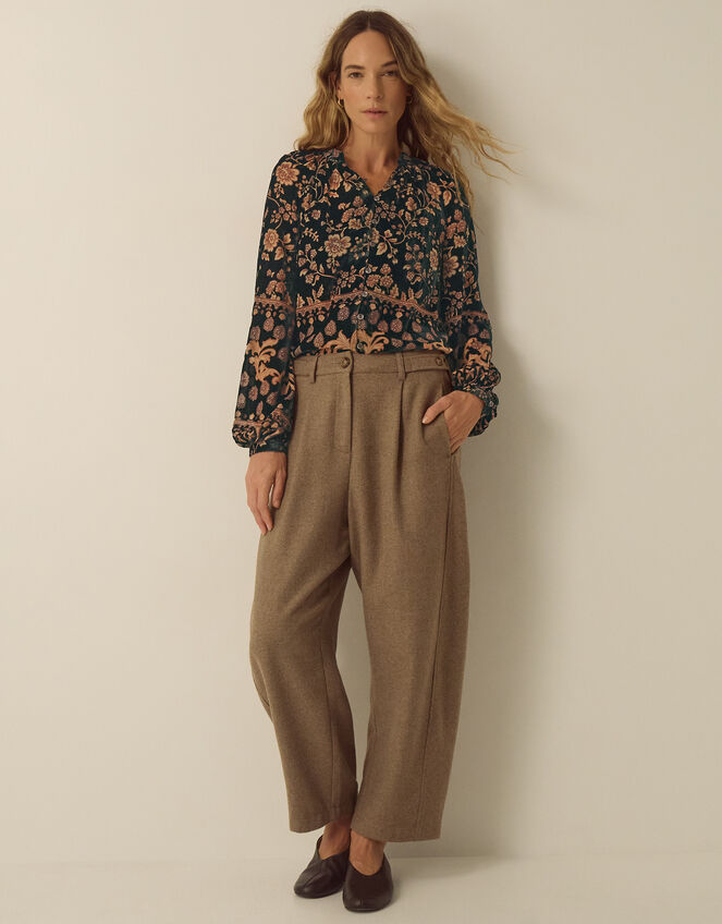 Hollie Floral Devor&eacute; Velvet Shirt, Green (GREEN), large