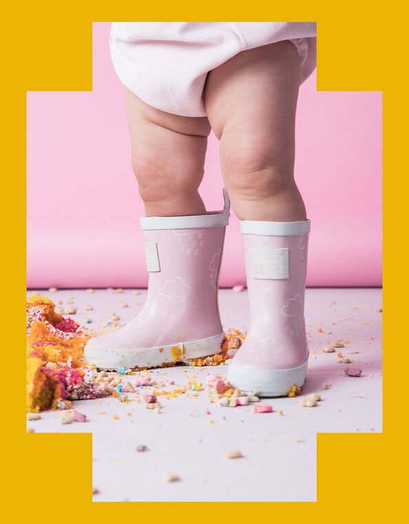 Grass and Air Colour-Revealing Wellies, Pink (PALE PINK), large