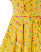 Grace Floral Ruffle Dress in Organic Cotton, Yellow (YELLOW), large