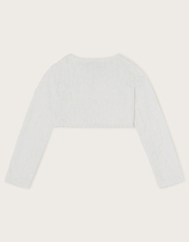 Emilia Lace Scallop Cardigan, Ivory (IVORY), large