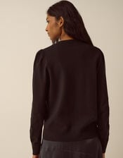 Faye Button Cardigan, Black (BLACK), large