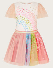 Sequin Rainbow Tulle Disco Dress, Pink (PINK), large
