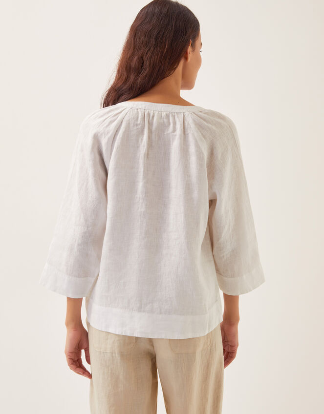 Rosa Linen Bib Blouse White
