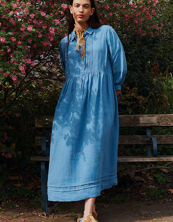 East Liza Linen Shirt Dress, Blue (BLUE), large