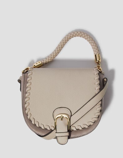 Petra Woven Satchel Cross-Body Bag, Grey (GREY), large