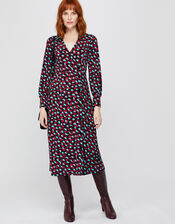 Carla Spot Print Midi Dress, Red (RED), large