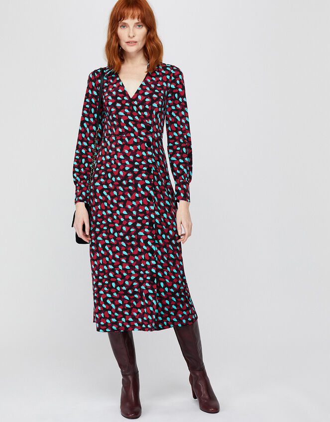 Carla Spot Print Midi Dress, Red (RED), large