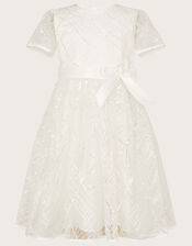 Charlotte Sequin Dress, Ivory (IVORY), large