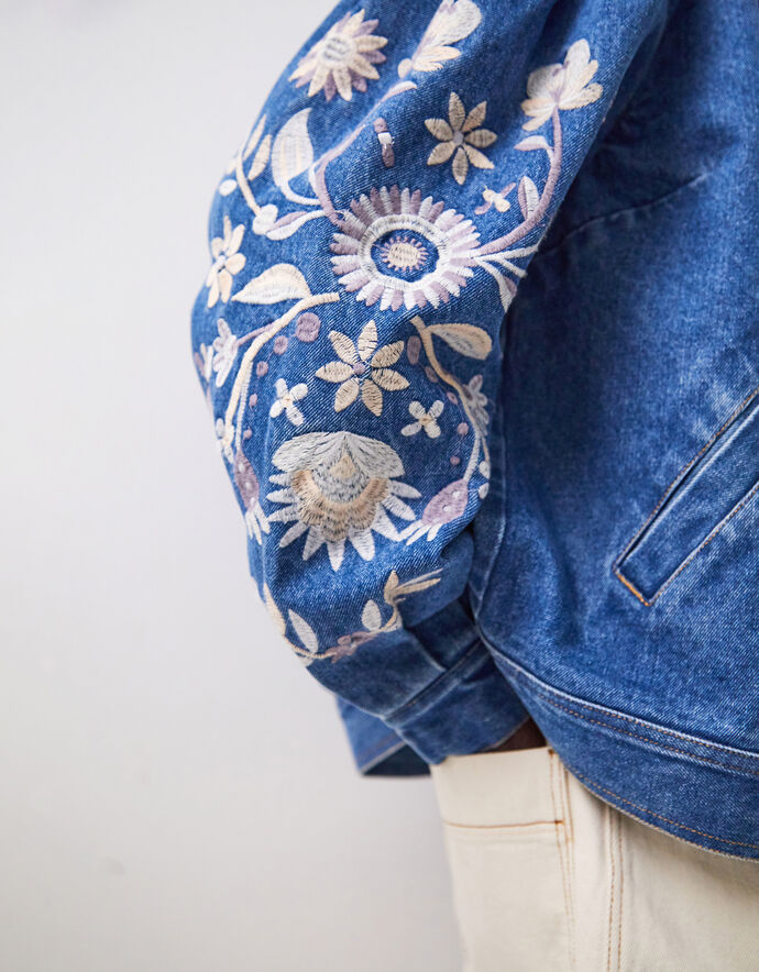Valencia Floral Embroidered Denim Jacket