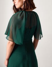 Mona Angel Sleeve Maxi Dress, Green (DARK GREEN), large