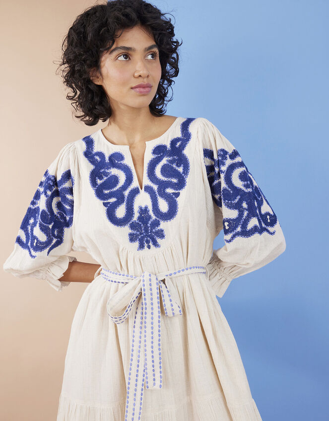 East Dolly Embroidered Dress, Natural (NEUTRAL), large