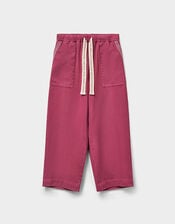 East Della Wide Leg Cotton Twill Trousers, Pink (PINK), large