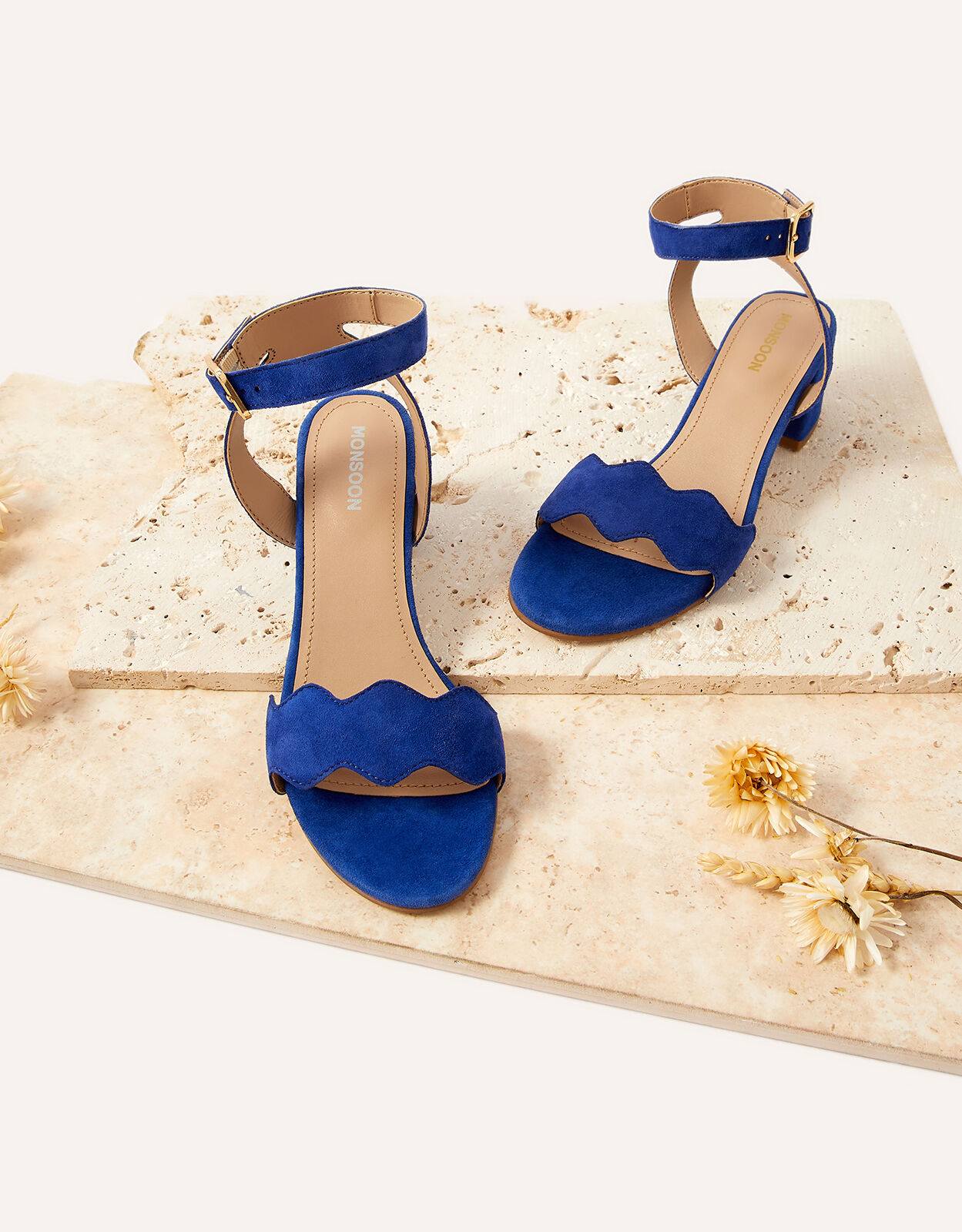 Cobalt blue sandals low heel online