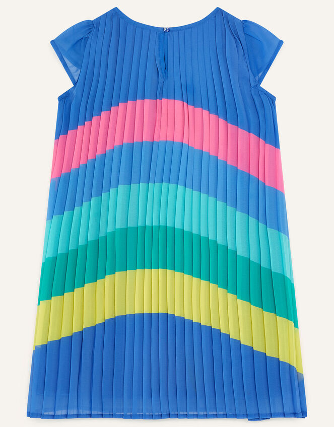 Multi Strap Rainbow Pleat Dress, Blue (BLUE), large