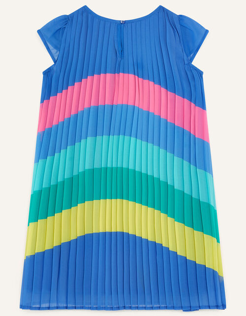 Multi Strap Rainbow Pleat Dress, Blue (BLUE), large