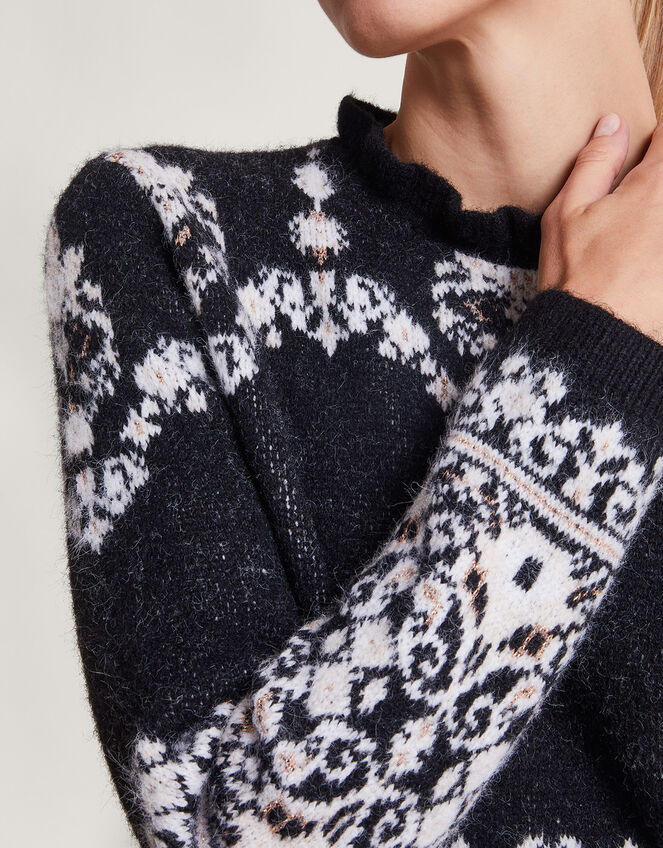 Fabe Fair Isle Jumper, Grey (CHARCOAL), large