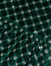 Gracie Embellished Velvet Party Dress, Green (GREEN), large