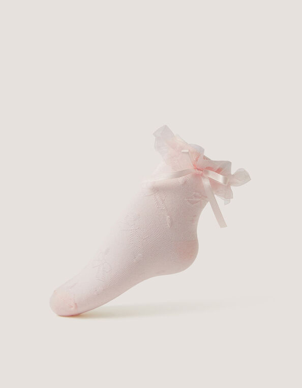 Bow Frilly Socks, Pink (PINK), large