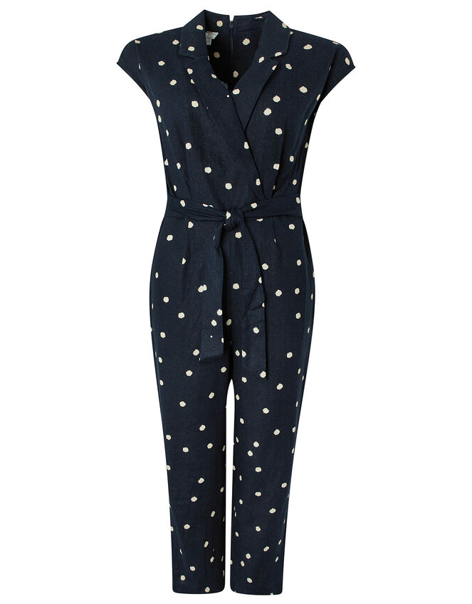 Finley Spot Jumpsuit in Linen Blend, Blue (NAVY), large