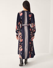 Rosalie Blouson Floral Print Midi Dress, Blue (NAVY), large