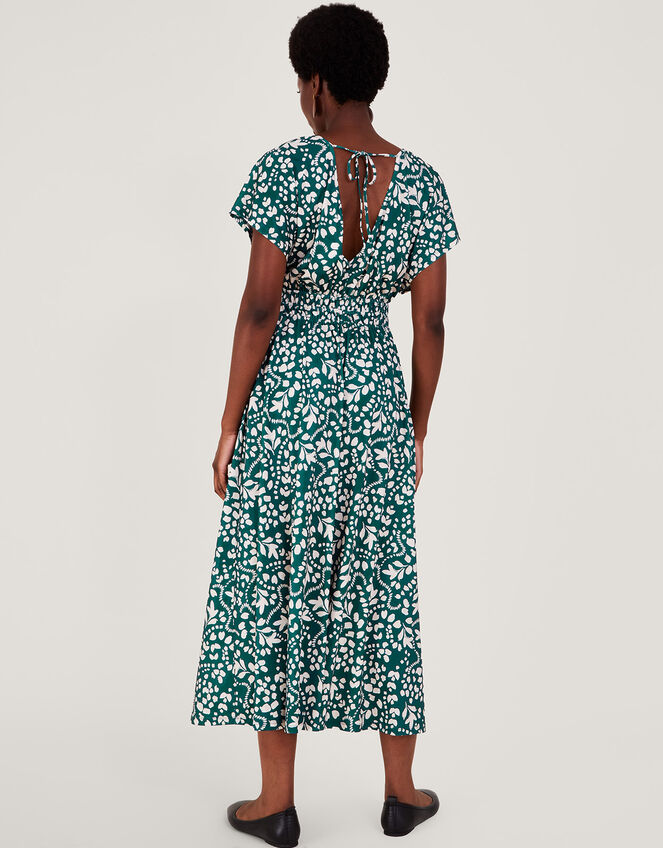 Print Fit-and-Flare Midi Dress, Green (DARK GREEN), large