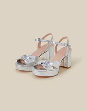Twist Knot Platform Heels, Silver (SILVER), large