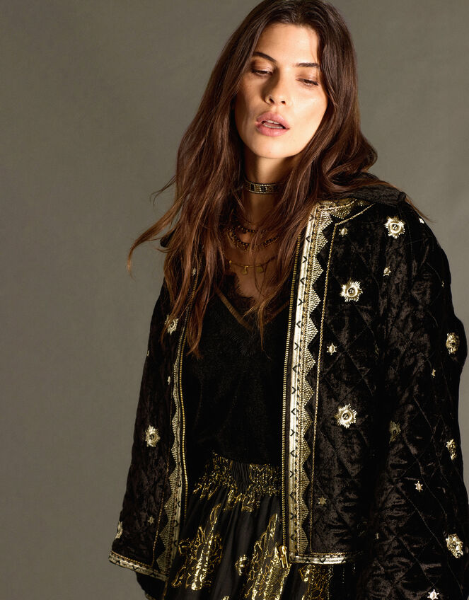 East Embroidered Quilted Jacket, Black (BLACK), large