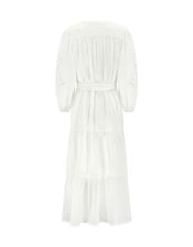 East Bridget Cutwork Tiered Midi Dress, White (WHITE), large