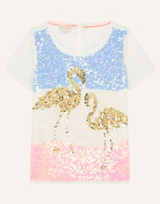 Sequin Flamingo Top, Ivory (IVORY), large