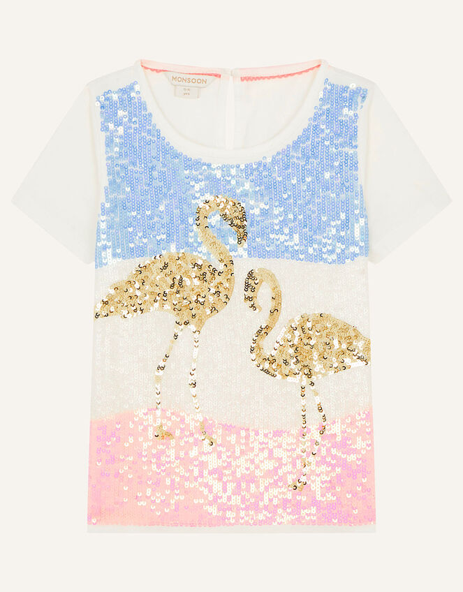 Sequin Flamingo Top, Ivory (IVORY), large