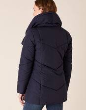 Dhalia Short Padded Coat in Recycled Fabric, Blue (NAVY), large