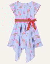Giraffe and Flamingo Dress WWF-UK Collaboration, Blue (BLUE), large