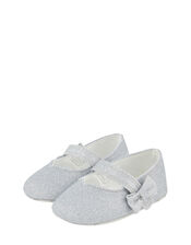 Baby Sparkle Bow Walker Shoes, Silver (SILVER), large