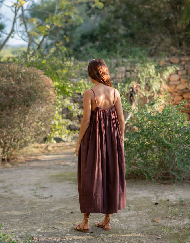 Lyrical Sisters Relaxed Cami Midi Dress, Brown (BROWN), large