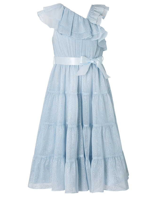 Grace Blue Aysmmetric Tiered Maxi Dress, Blue (BLUE), large
