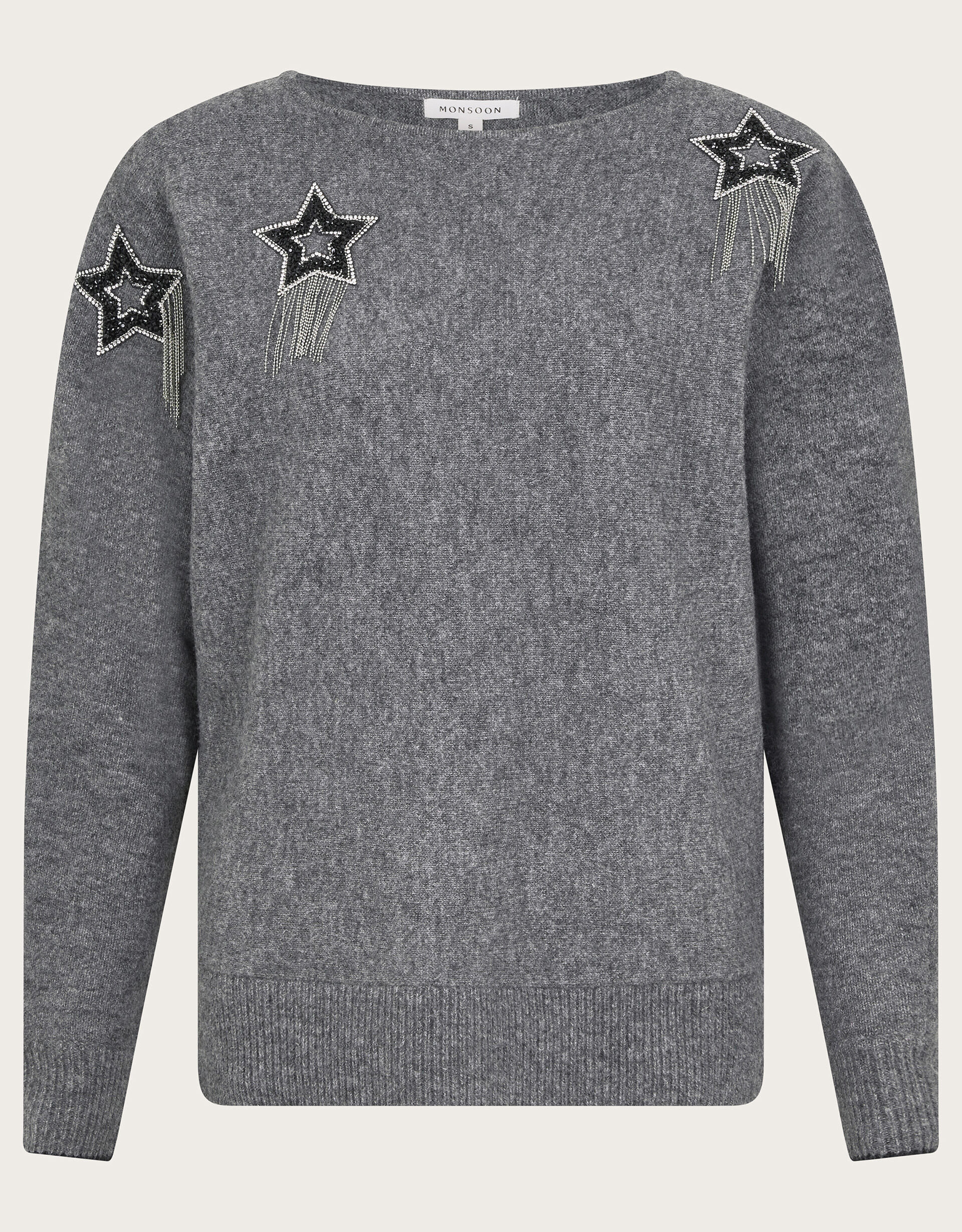 YUTHENTIC ♥ Star-embellished point scallop jumper Sequin Star Knit Jumper Pink