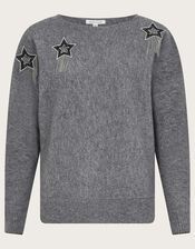 Sable Star Embellished Jumper , Grey (GREY), large