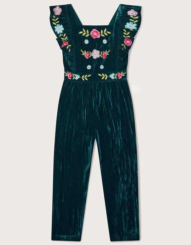 Boutique Embroidered Dungarees, Teal (TEAL), large