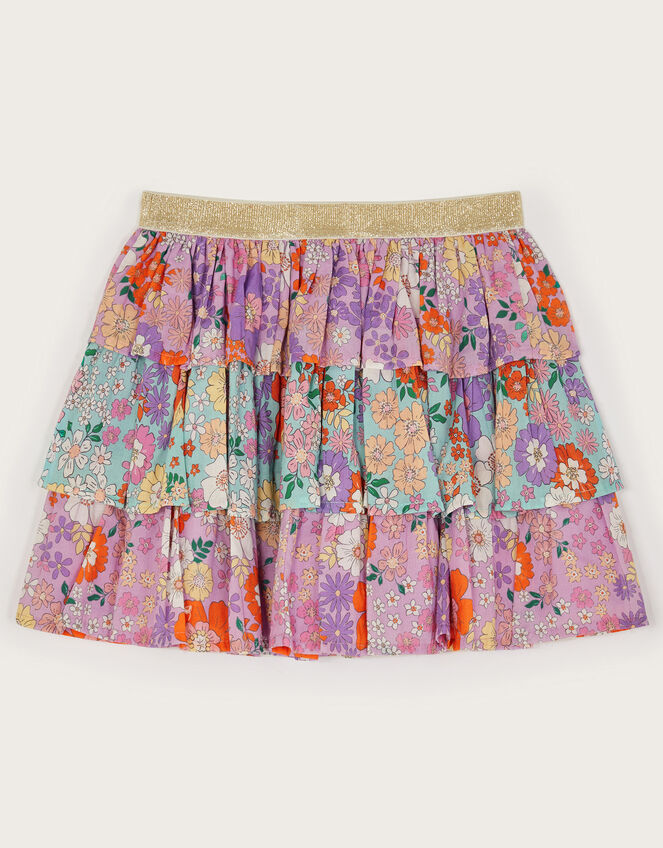 Floral Print Tiered Skirt, Multi (MULTI), large