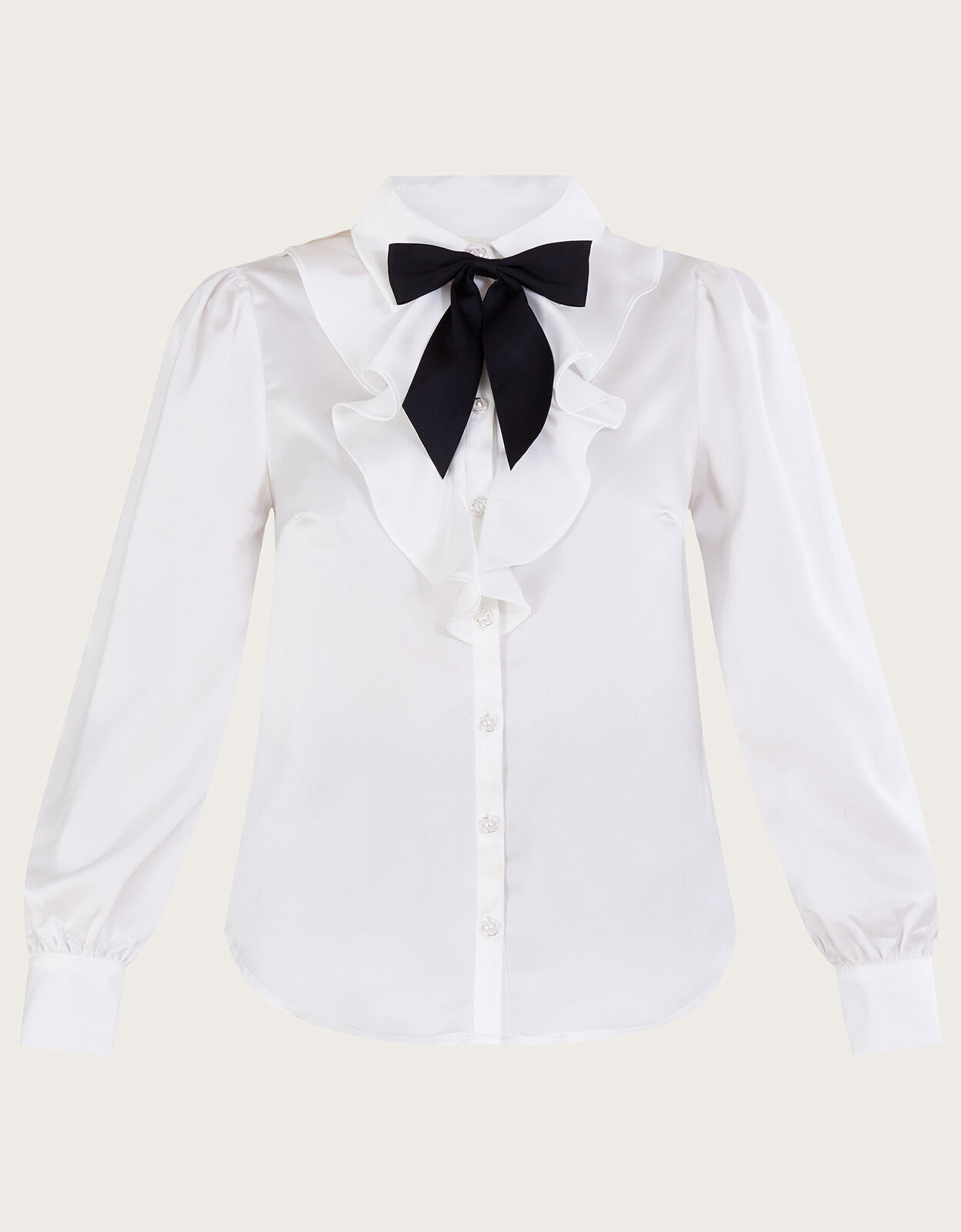 épine double ribbon frill blouse White épine double ribbon frill blouse