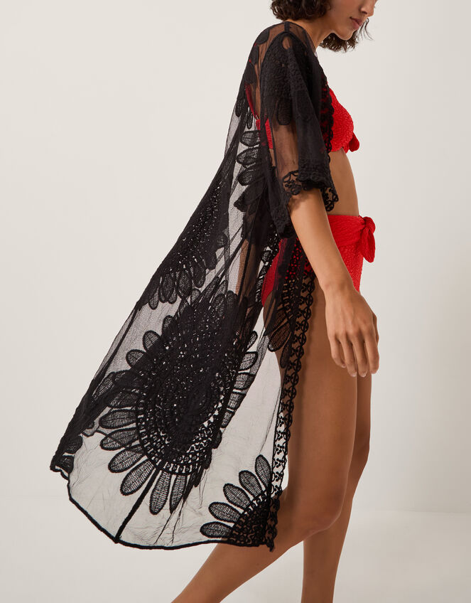 Stevie Lace Beach Cover Up, Black (BLACK), large