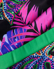 Tropical Print Bralette Bikini Set, Black (BLACK), large