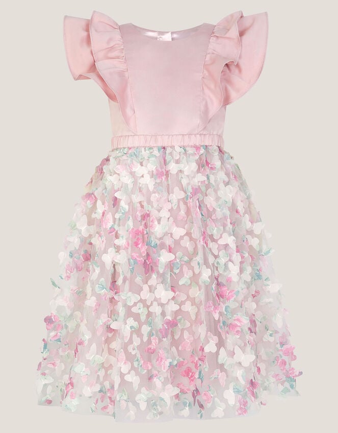 Aisha Appliqu&eacute; Butterfly Ruffle Party Dress, Multi (MULTI), large