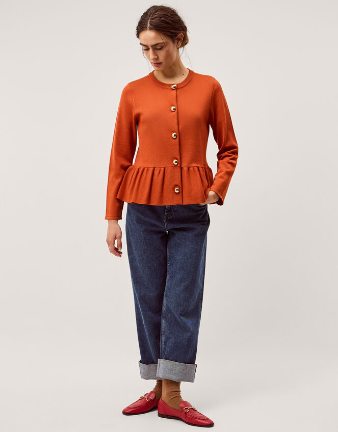 Prune Peplum Cardigan Orange