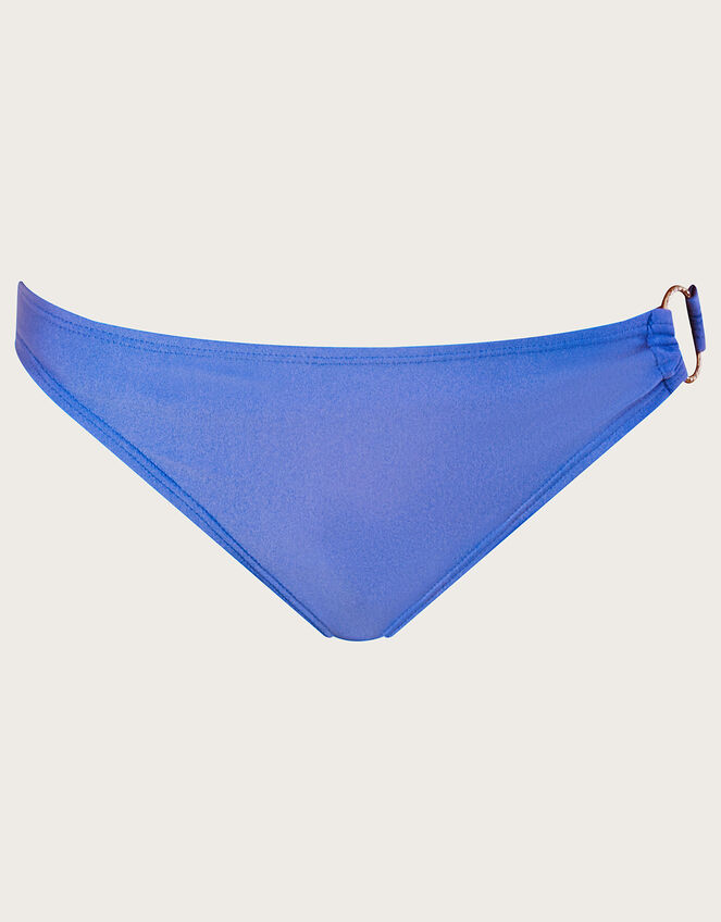 Ring Detail Plain Bikini Bottoms with Recycled Polyester, Blue (BLUE), large
